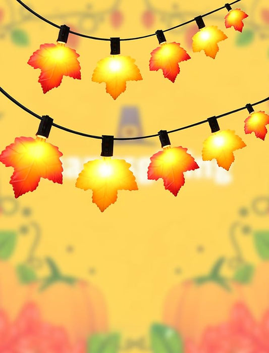 10.5 FT Lighted Fall Garland, Energy-Efficient LED Maple Leaf String Lights (UL Certified) for Thanksgiving & Halloween Mantle Decor