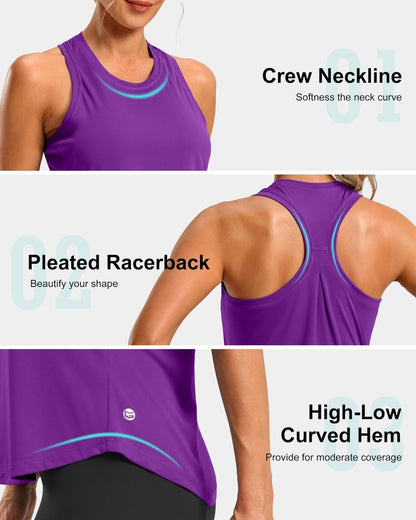 G Gradual Women's Workout Tank Tops Racerback Athletic Yoga Tops Loose Fit Sleeveless Running Gym Sports Shirts for Women(Dark Purple,M)