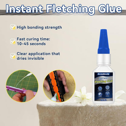 Fletching Glue - Instant Clear Adhesive for Carbon Arrows | 30g for Vanes, Feathers & Inserts