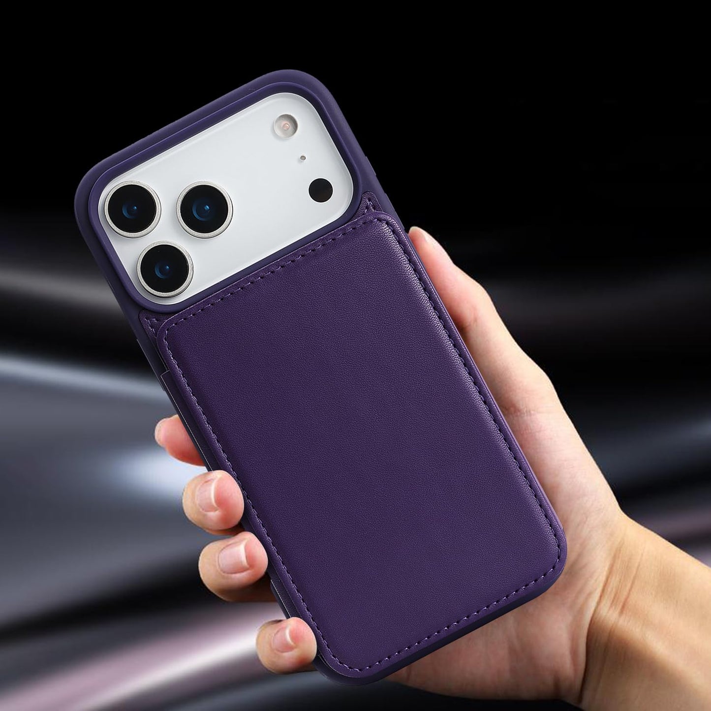 Cavor Compatible with iPhone 17 Pro Wallet Case with Card Holder, Credit Slots Kickstand Stand Phone Case for Women Men, PU Leather Protective Case-Purple