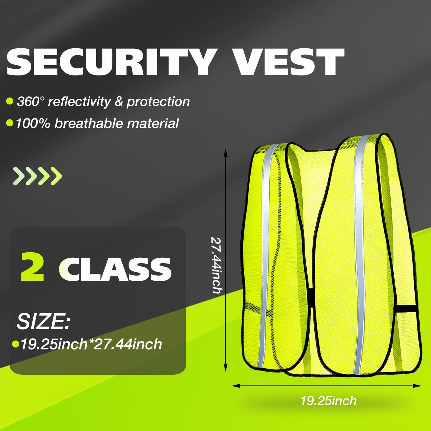 Jecery 20 Packs High Visibility Vest Safety Reflective Hi Visibility Mesh Vest Lightweight Neon Universal Size for Men Work Outdoor (M)