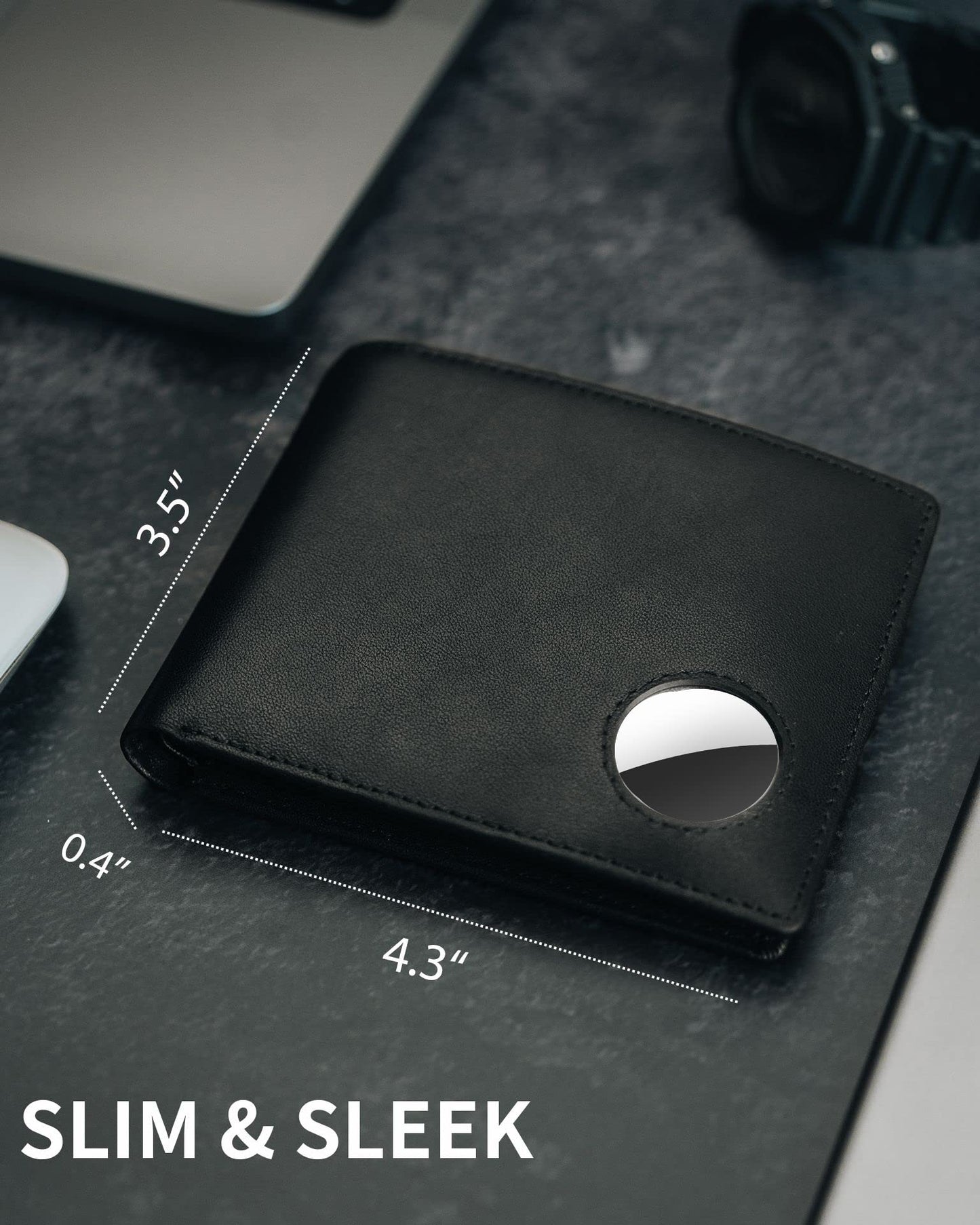Serovi Mens Wallet with AirTag holder,Genuine Leather Bifold Wallets for Men RFID Blocking With 2 ID Window and 12 Cards Holders Gift Box (Airtag Not included)