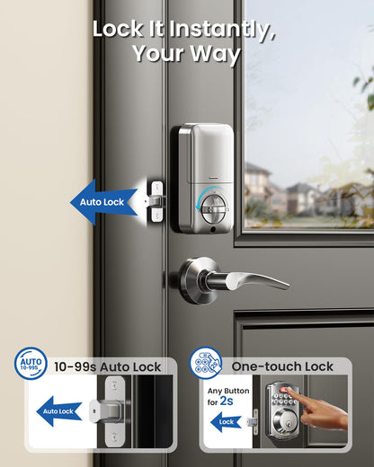 Veise Keyless Entry Door Lock with 2 Lever Handles - Electronic Keypad Deadbolt, Easy Installation Digital Smart Front Door Lock Set, Oil Rubbed Bronze