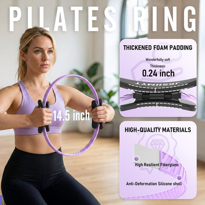 Pilates Ring Kit for Women, Pilates Equipment – 14.5" Home Magic Circle Workout with Pilates Ball, Resistance Bands, Better me Pilates Essentials Starter Set for Beginners Toning Shape Full Body