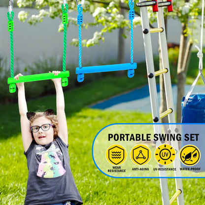 VECKYJL Ninja Warrior Obstacle Course Attachments - 7 Monkey Rings, 2 Monkey Bars, 2 Ninja Wheel, Backyard Obstacle Course Set Accessories for Backyard Outdoor Training