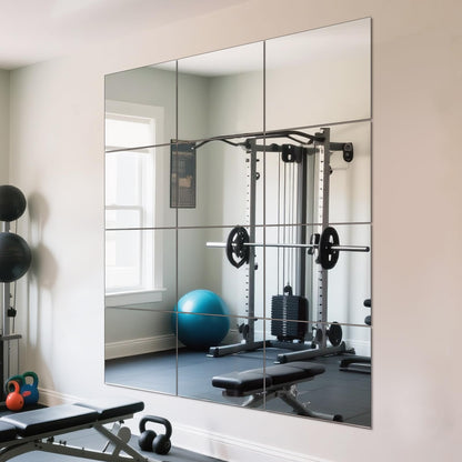 yuzeyurun Full Length Wall Mirror Tiles, HD Glass Gym Mirror, Set of 12Pcs 12″×16″ Wall Mounted Mirrors for Home Gym, Dance Yoga Studio, Bedroom, Door