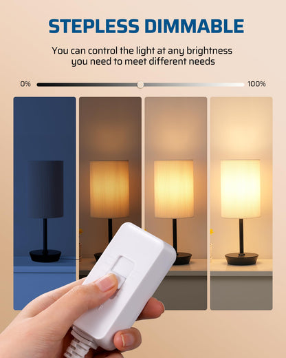 DEWENWILS Plug in Dimmer Switch for Lamp, Table Lamp Dimmer for Dimmable LED/CFL Lights and Incandescent Bulbs, Full Range Slide Control, 5 ft Extension Cord, White