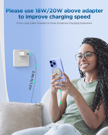 MagSafe Charger Magnetic Wireless iPhone Charge Compatible with iPhone 17 Pro Max Air 16 15 14 Pro Max Plus 13 12 Pro Max & AirPods 4 3 2 Pro - Charging Pad Dock for Travel Home Office