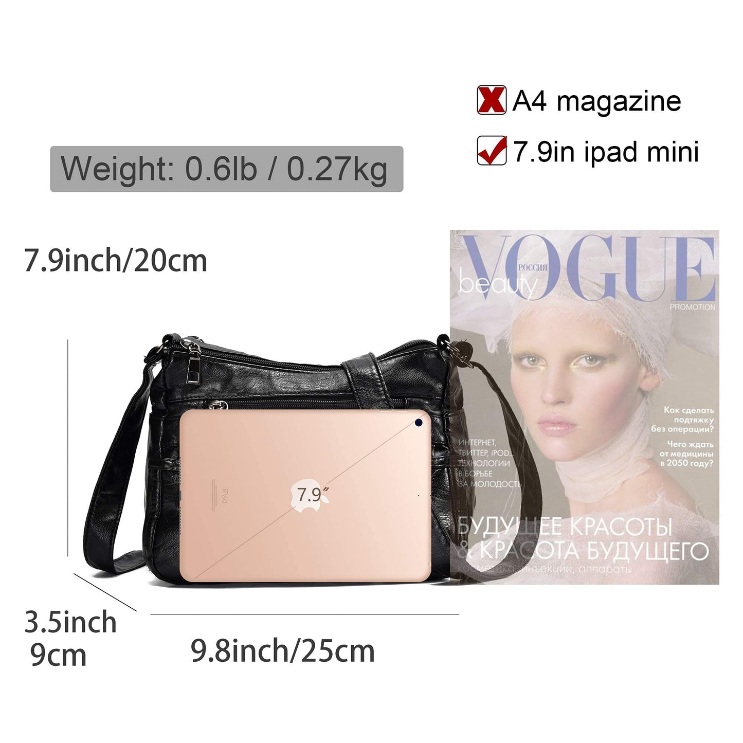 Gladdon Small Crossbody Bags for Women Leather Shoulder Purses Vegan Womens Cross body Bag Lightweight Black