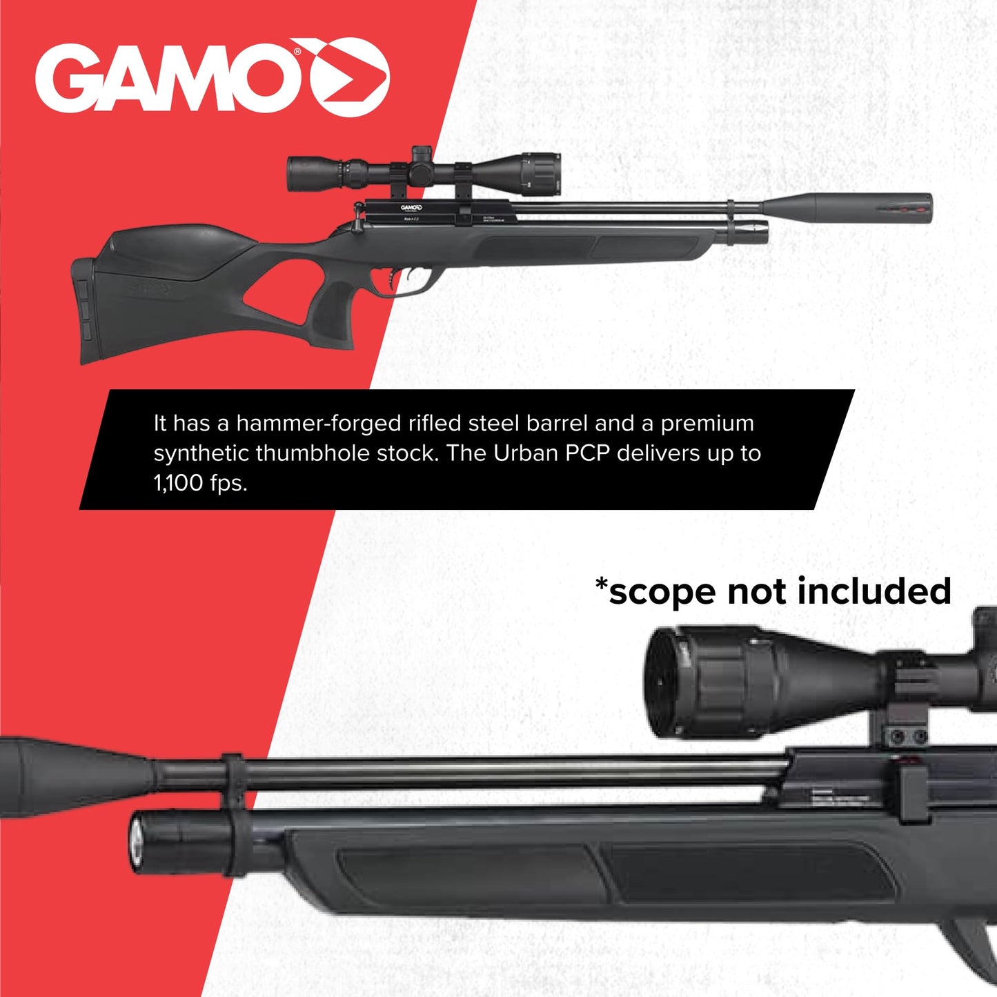 Gamo Urban PCP Bolt Action Air Rifle - .22 Caliber - 1100 FPS - Black