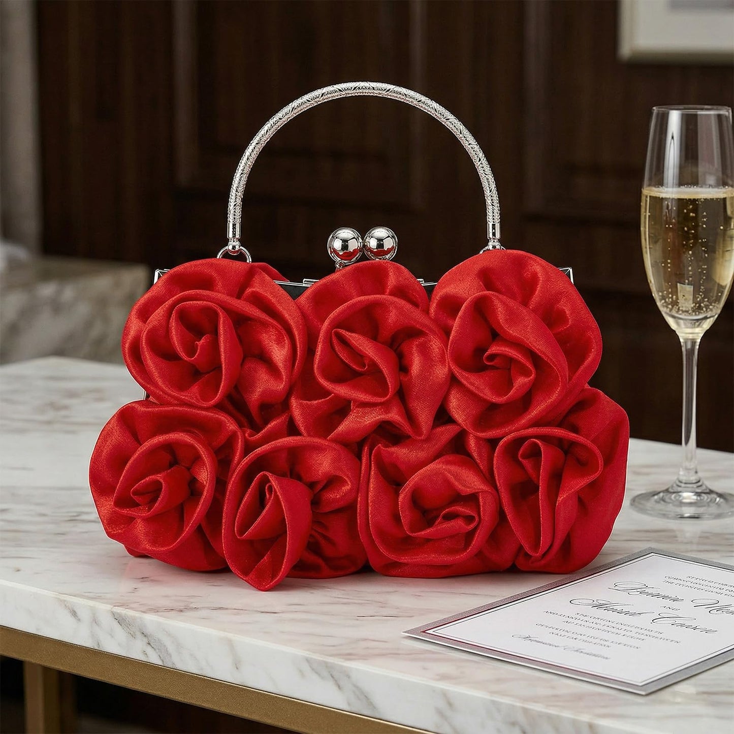 Clutch Purses for Women Satin Evening Purses for Women Red Clutch Wedding Purse Cocktail Party Prom Dressy Handbags