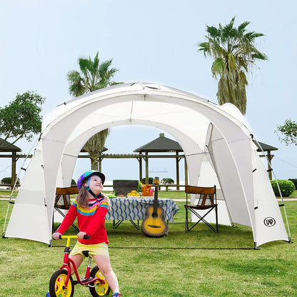 UNP Easy Beach Tent Pop Up Canopy UPF50+ Tent with Side Wall, Ground Pegs, and Stability Poles, Sun Shelter Rainproof, Waterproof for Camping Trips, Backyard Fun, Party Or Picnics (10x10 ft, White)