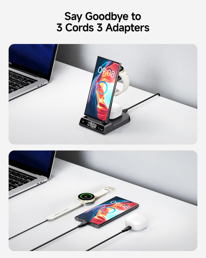Wireless Charger for Samsung, 3 in 1 Wireless Charging Station for Samsung Galaxy S25 Ultra/S24 Ultra/S23/S22/Note 20/Z Flip 7/Fold 6, Charger for Samsung Galaxy Watch Ultra/8/7/6, Galaxy Buds 3/3 Pro