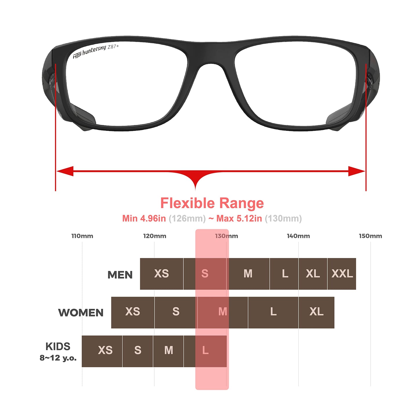 HTS HUNTERSKY P11 Safety work medium Glasses Women Men with Side Shields Z87 Anti Scratch Fog Resistant nurse medical surgical pickleball Indoor sports