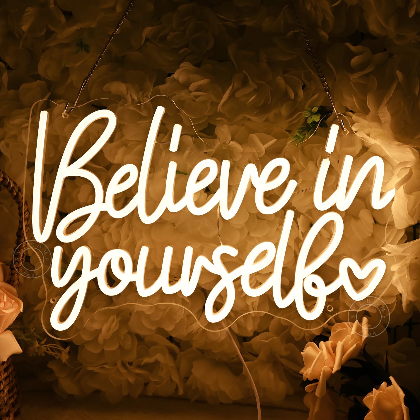 SYLHOME Led Neon Light Sign Believe In Yourself Bedroom Classroom Inspirational Wall Sign Decor Positive Birthday Party USB 15.75" X 10.12"