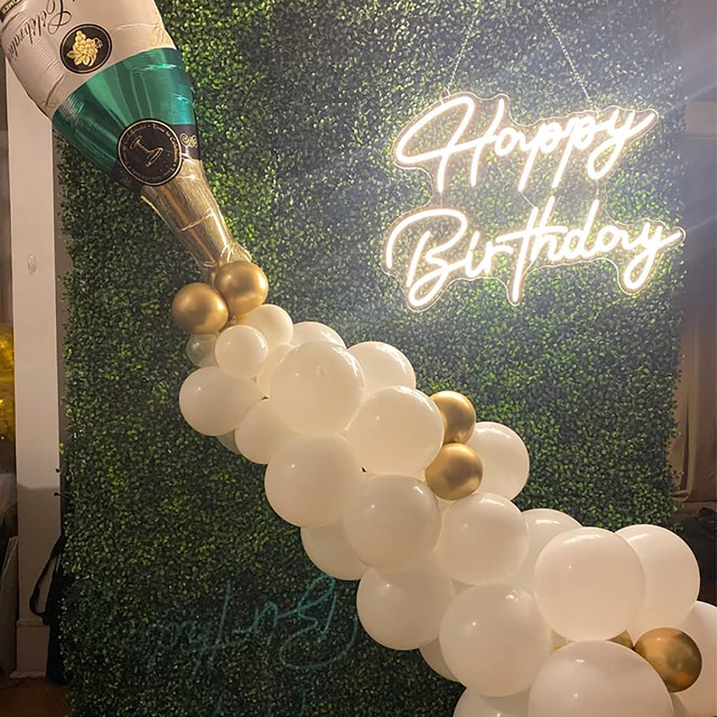 Large Happy Birthday LED Neon Sign, 28 inches Personalized Neon Light Sign for Birthday Party Wall Decoration Bar Rave Home Decor Christmas Light Present(Warm White)