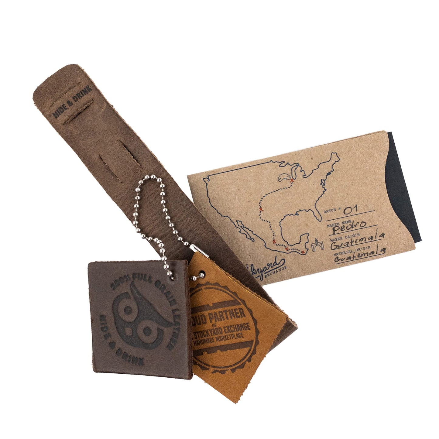 Hide & Drink, Bracelet Handmade from Full Grain Leather, Fashionable, Adjustable Wristband, Stylish Cuff (Bourbon Brown)