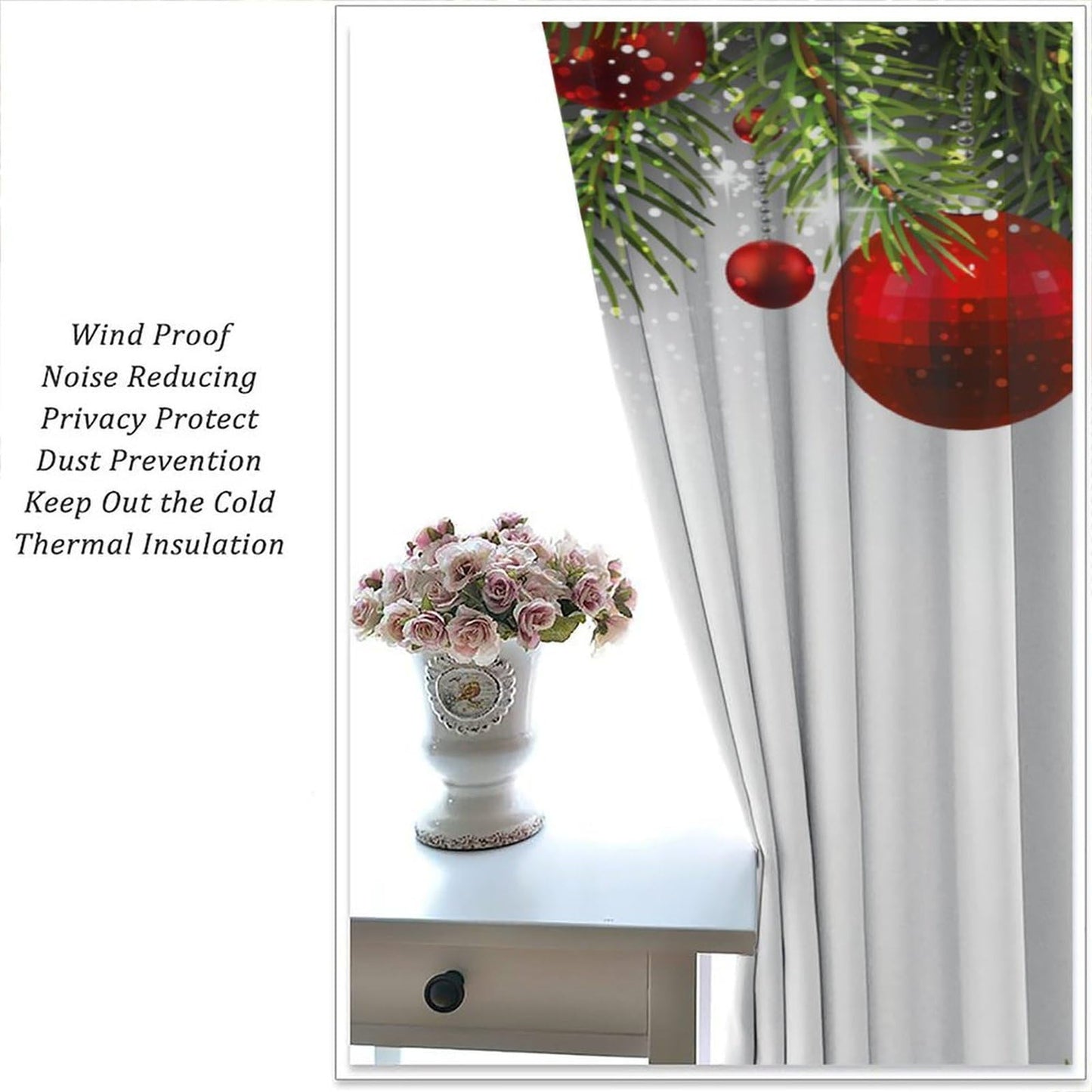 ICMOLYYENLO Winter Snowman & Snowflake Rod Pocket Curtains - Bedroom & Living Room Christmas Decoration - New Year Gift - 42x45 Inch Decor - 2 Piece Set