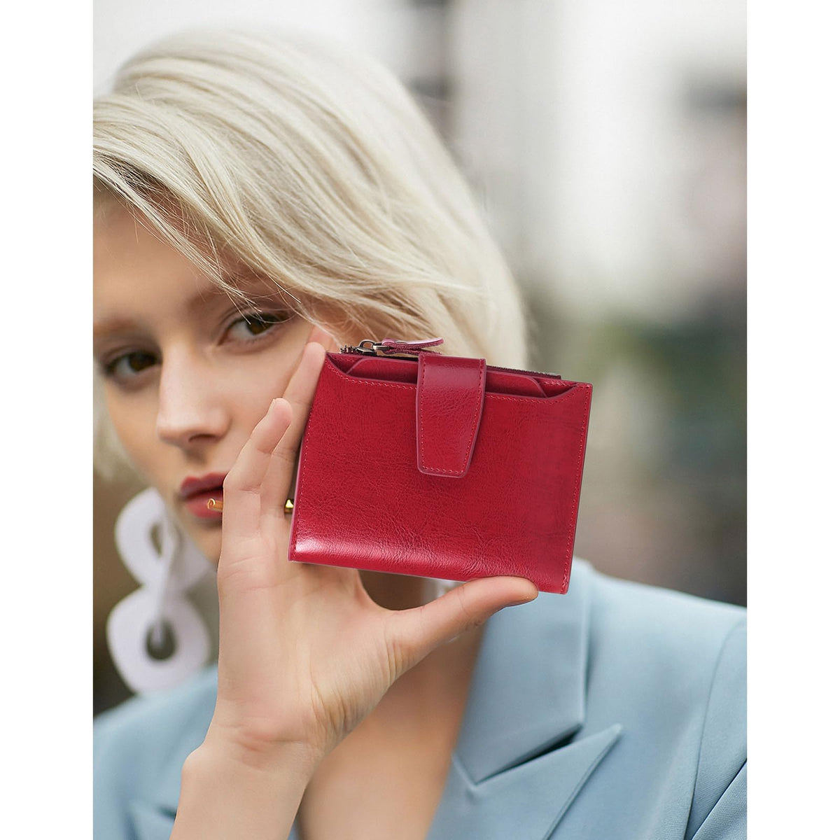 FALAN MULE Small Wallet for Women Leather Bifold Compact RFID Blocking Small Womens Wallet Purse