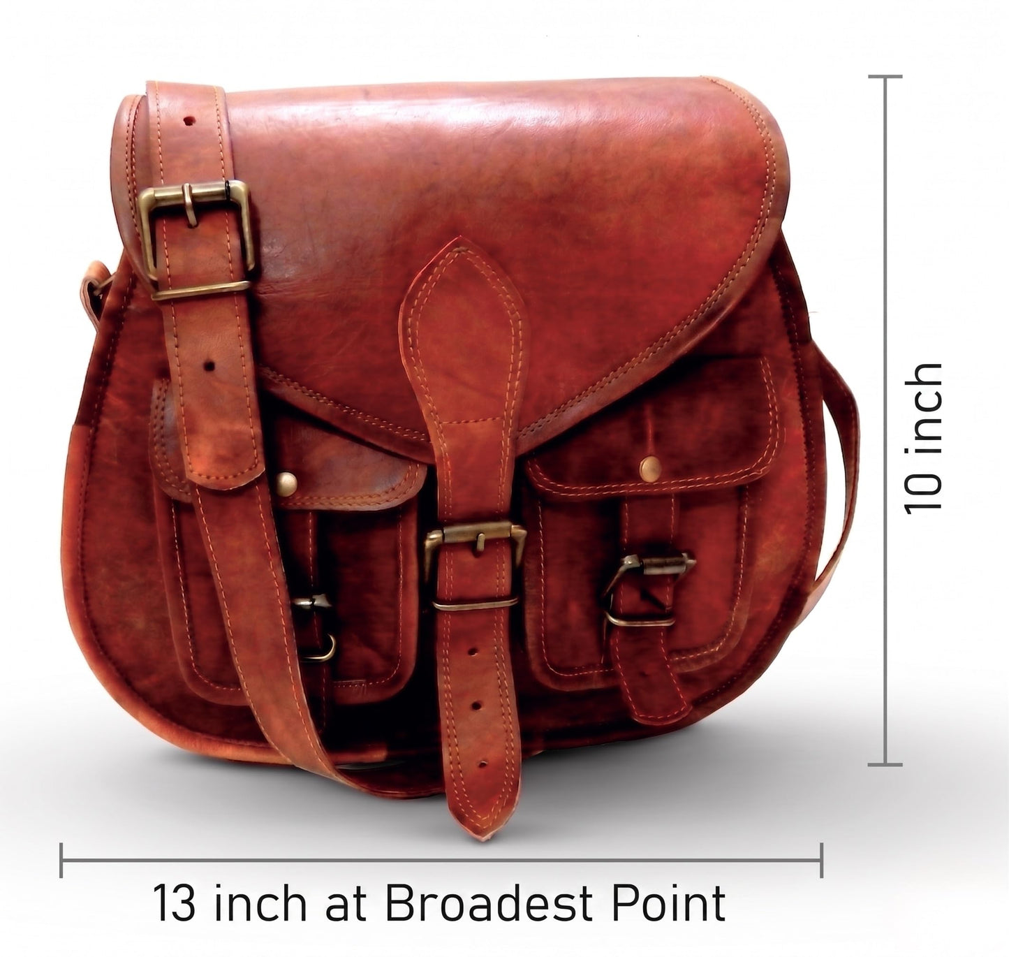 Firu-Handmade Women Vintage Style Genuine Brown Leather Crossbody Shoulder Bag Handmade Purse