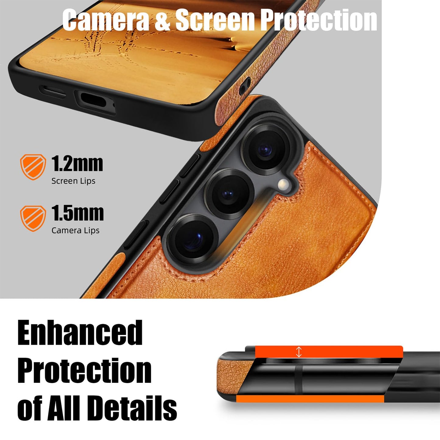 KSELF Leather Case with Stand for Samsung Galaxy S26 Case, Protective Soft Grip Luxury Cover for Men, Protective Slim Kickstand Shockproof Phone Cases Compatible with S26 6.3", Brown