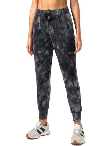 SANTINY Women's Joggers Pants Pockets Drawstring Running Sweatpants for Women Lounge Workout Jogging(Tie Dye Black_M)