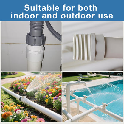 1.5 Inch Male Thread PVC Fittings White 2-Way PVC Pipe Coupling Adapter Connectors Coupling for 1-1/2 Inch Schedule 40 Pipe（2 Pack）