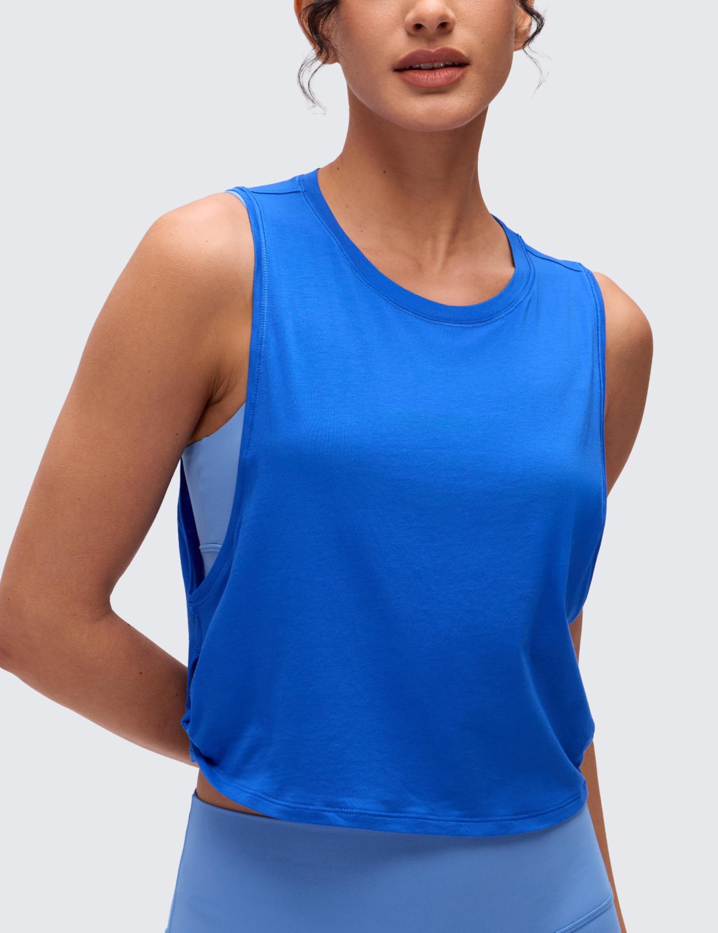 CRZ YOGA Pima Cotton Dropped Armhole Tank Strong Blue X-Large