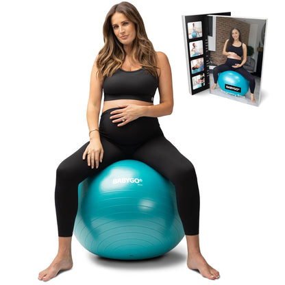 BABYGO Birthing Ball - Pregnancy Yoga Labor & Exercise Ball & Book Set Trimester Targeting, Maternity Physio, Birth & Recovery Plan Included Anti Burst Eco Friendly