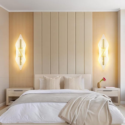 Modern Gold Wall sconces 17.3In LED Wall Lamp with Remote Control Dimmable Acrylic Sconces Wall Lighting for Living Room Hallway Bathroom Bedroom Stairs