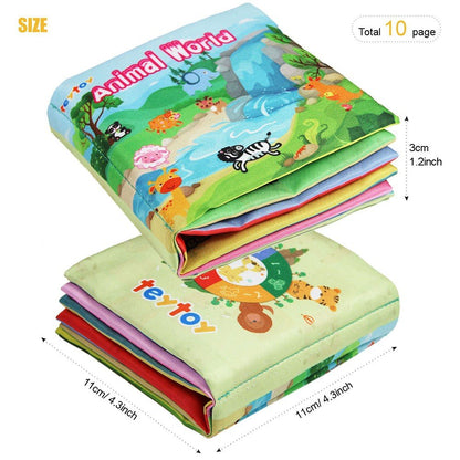 My First Soft Book,teytoy Nontoxic Fabric Baby Cloth Activity Crinkle Soft Books for Infants Boys and Girls Early Educational Toys (Pack of 12)