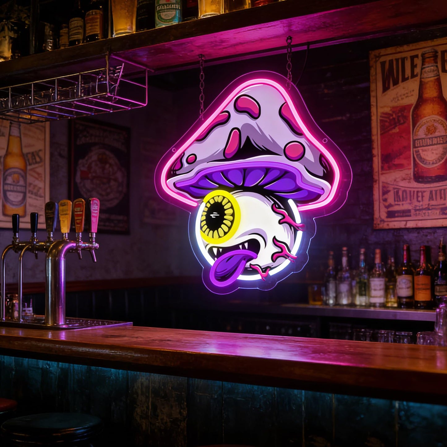 RuCvixkt Mushroom Neon Sign, Gaming LED Neon Signs for Wall Decor, USB Powered Mushroom Neon Light for Game Room, Man Cave, Bedroom Bar, Teen Room, Gift for Boy Girl Cartoon Fans