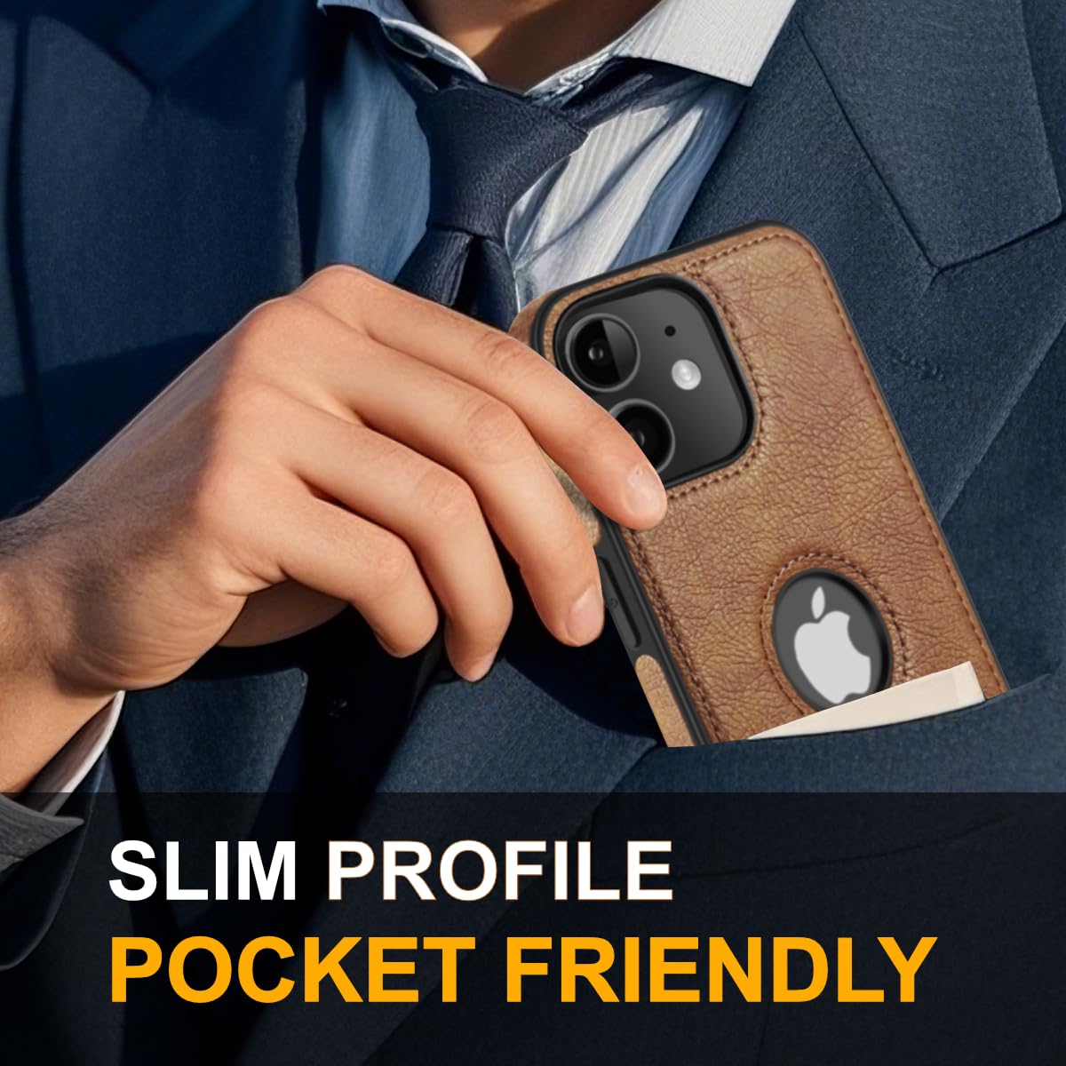 DOGODON Design Compatible with iPhone 11 Case Luxury Leather Business Vintage Slim Non-Slip Soft Grip Shockproof Protective Cover (2019) 6.1 Inch (Brown)