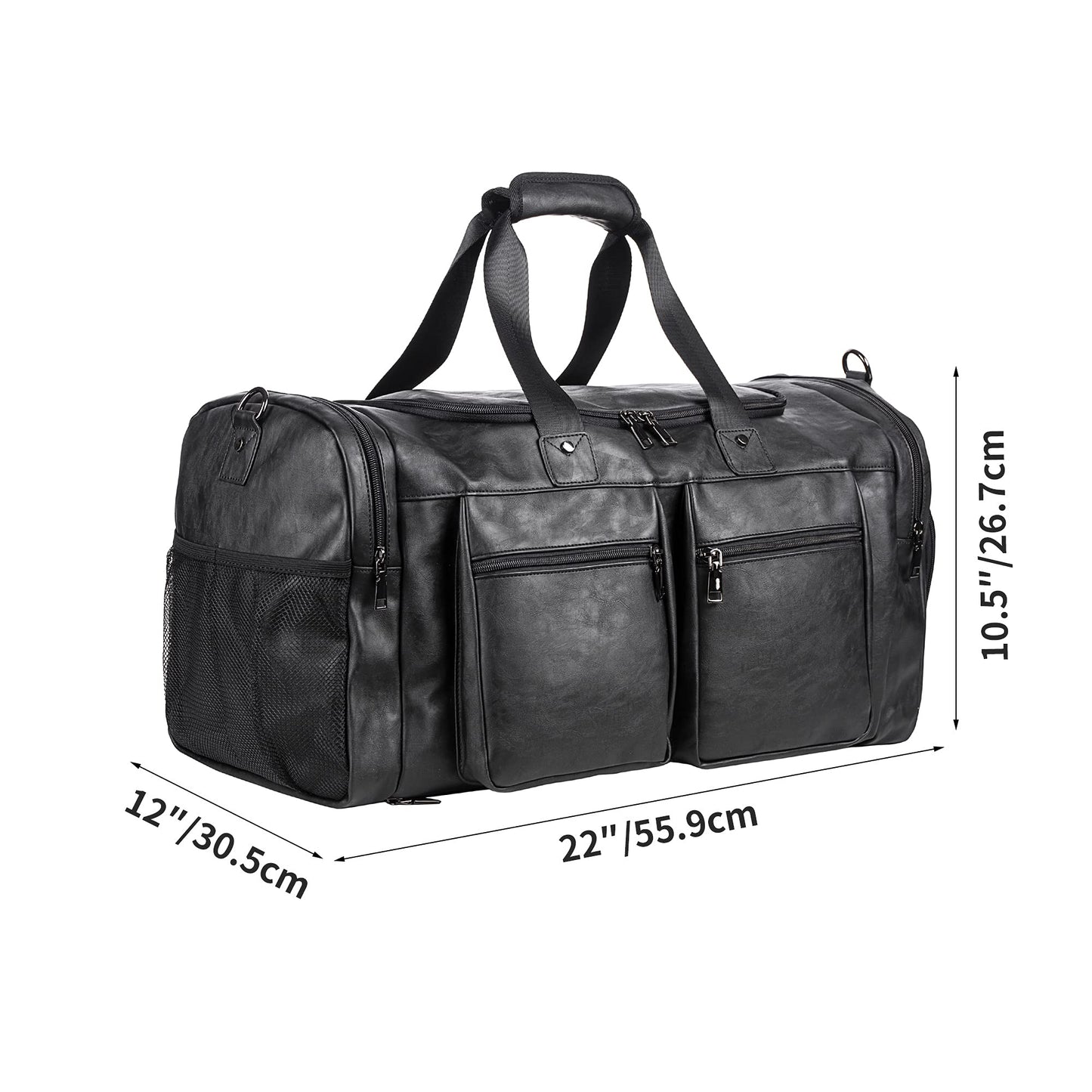 Travel Bag with Shoe Pouch,Weekender Overnight Bag Leather Large Carry On Bag