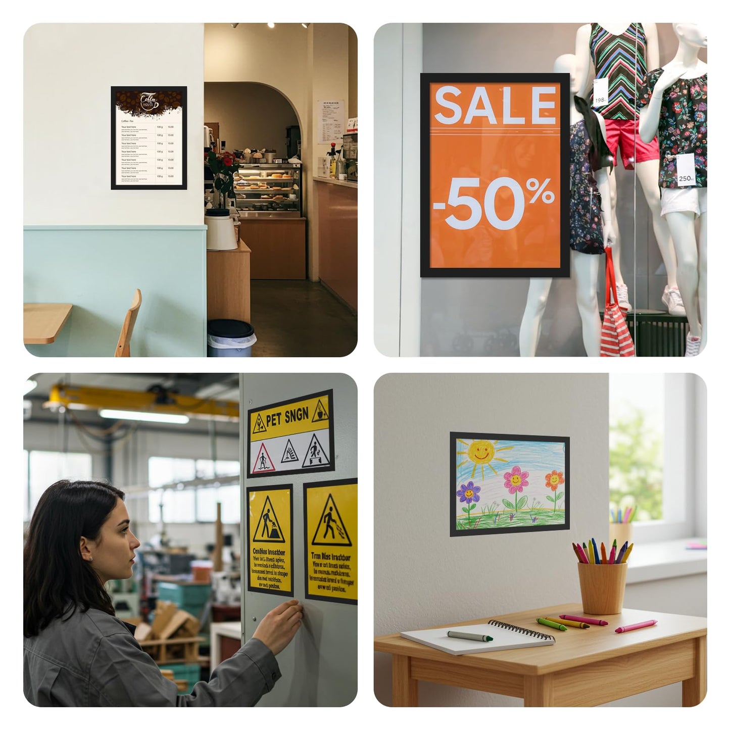 OWLKELA 24 Pack 8.5x11 Inch Magnetic Sign Holder‌, ‌Adhesive Frame‌ with Strong Magnet, ‌Magnetic ‌Document Sleeve‌ ‌for Office, School, Restaurant, Store