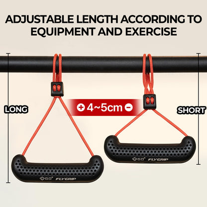 GD Fly Grip Pull Up Handles for Neutral Grip & LAT Pull Down Attachments – Perfect Grips for T-bar Row, D Handle Cable Attachment, Gym Equipment (Red Grip(Black Strap))