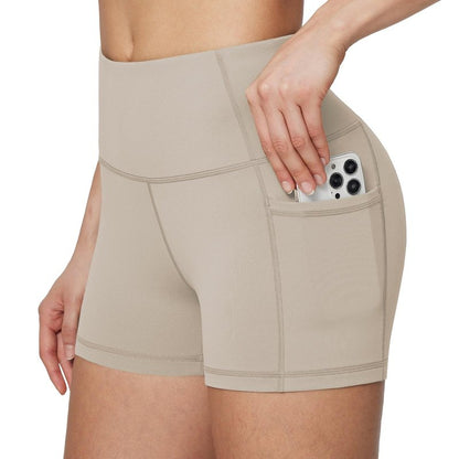 baleaf Gym Shorts Women 3" Biker Workout Yoga Spandex Running Volleyball Tummy Control Compression with Pockets Khaki XXXL