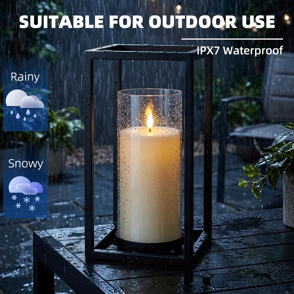 Niceme 9” x 4” Large Waterproof Outdoor Flameless Candles with Remote Control Timer, Flickering LED Pillar Candles Battery Operated for Indoor Outdoor Lanterns Patio Porch Decor, Long Lasting Set of 2