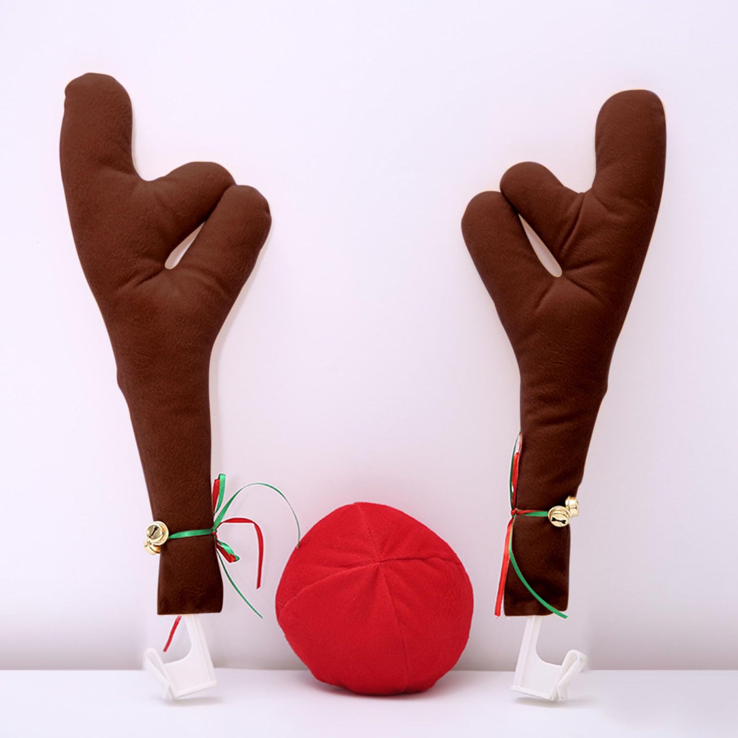 JazSwirl Brown Reindeer Antlers for Cars, Christmas Car Decoration Set, Christmas Car Decoration, Car Reindeer Antlers & Nose for Christmas, Car Antlers Antenna Toppers for Christmas