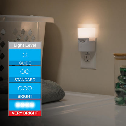 GE Ultrabrite Dimmable Sconce LED Night Light GEPlug-In, Energy Efficient, Dusk-to-Dawn Sensor, Adjustable Brightness, Ideal for Bedroom, Bathroom, Hallway, Nursery, White, 45123, 1 Pack,