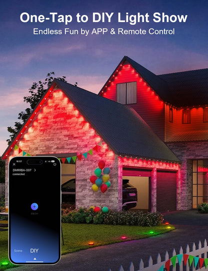 Nexillumi 400ft Permanent Outdoor Lights for House, 2025 New Smart RGB Christmas Lights Outdoor with APP Remote Control, IP67 Waterproof Eternity Eaves Lighting for Christmas Decorations