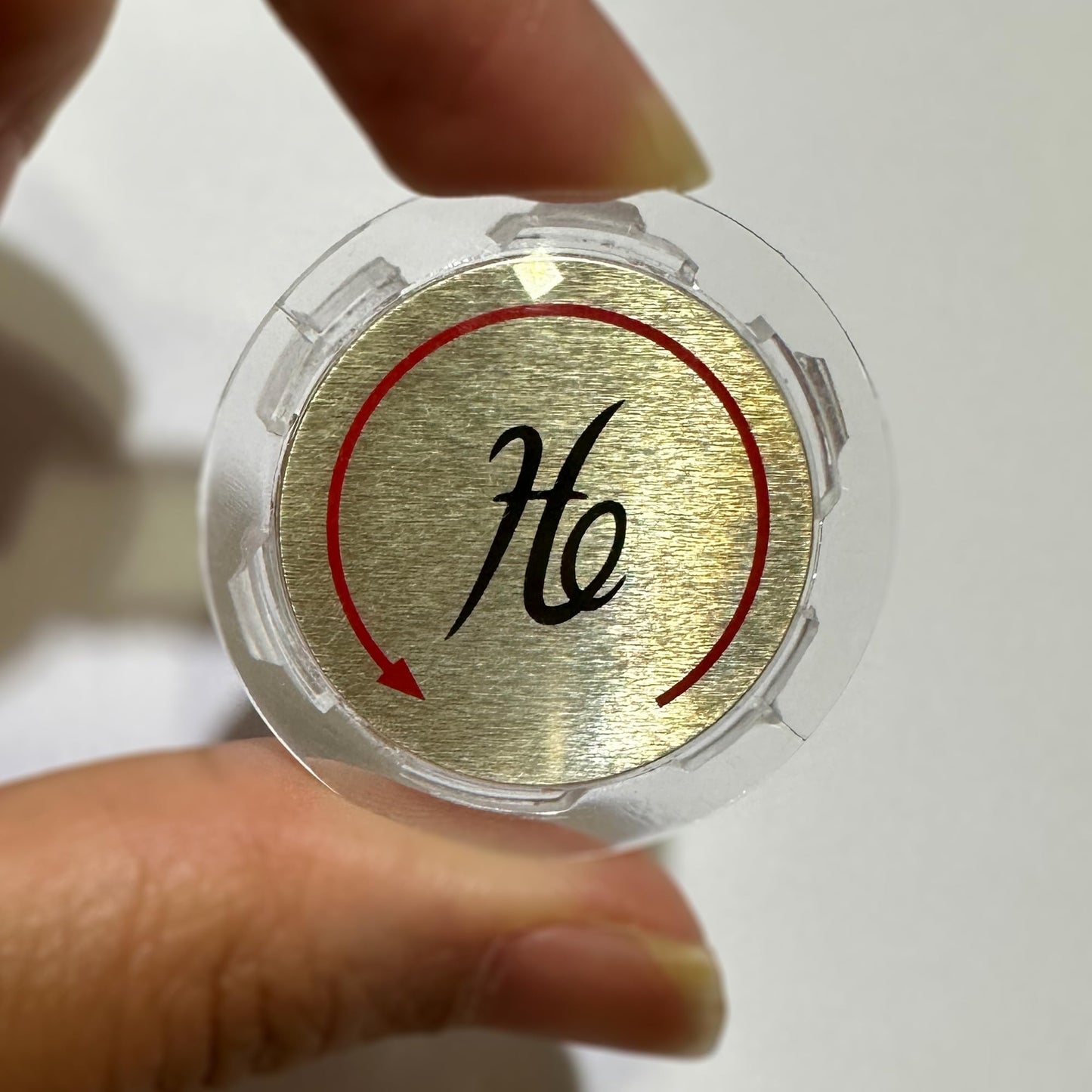Universal Hot and Cold Faucet Index Buttons, 1.14 inch Inner Diameter Faucet Index Bathroom Sink Handle Buttons, Clear Acrylic with Gold for Delta/LDR/Delex/Peerless Two Clear Handles (4 pack)