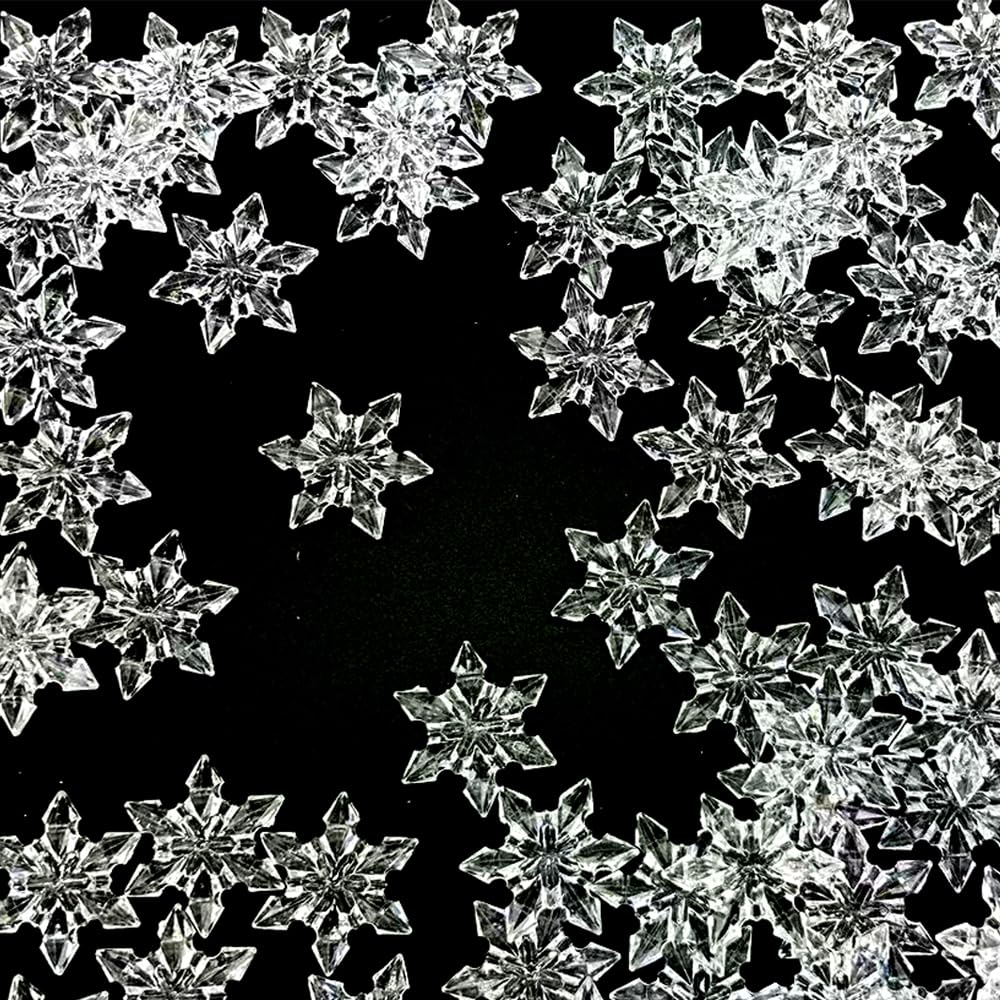 HappyFiller 114 PCS Clear Mini Acrylic Snowflake No Holes Vase Fillers,Table Scatters,Sensory Bin Filler Gems,Home Centerpieces,DIY Arts Crafts
