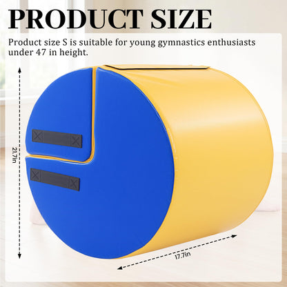 MABOZOO 2-in-1 Gymnastics Tumbling Equipment with Posture Correction Support, Detachable Back Handspring Trainer with High-Density Foam, PU Leather Gymnastics Barrel for Kids, 21.7" x 17.7"