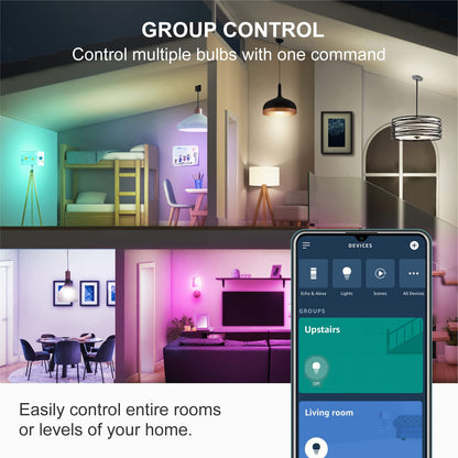 Sengled Light Bulb, S1 Auto Pairing with Alexa Devices, Color Changing , Smart Light that Work with , Bluetooth Mesh Smart Home Lighting, E26 60W Equivalent, 800LM, 4 Count (Pack of 1)