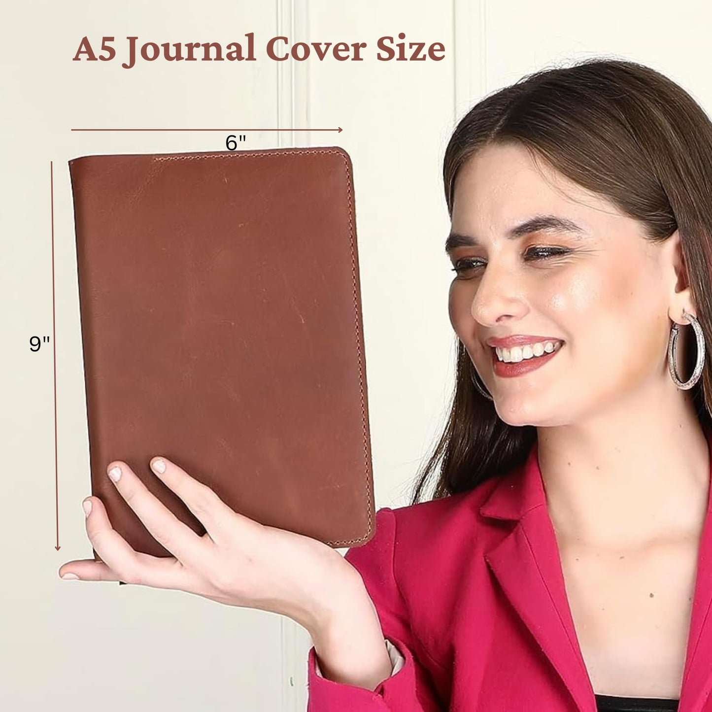 CestAntiQ, Leather Journal Cover | (5.75"x8.25") Notebook Medium A5 | Refillable Cahier | Leather Bound Journal cover for Travelers Writers | Gift for Anyone :: Tan