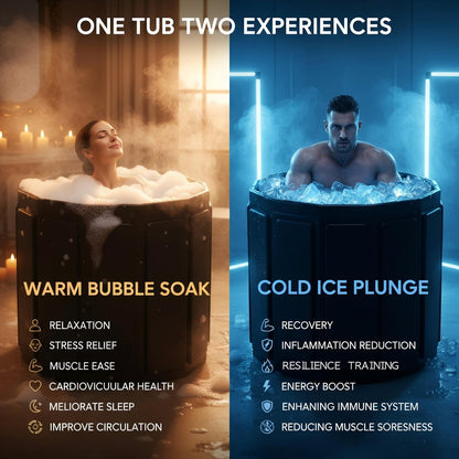 Ice Bath Cold Plunge Tub for Athletes–Portable Ice Bath for Adults, 6-Layer Insulated Foldable Bathtub for Cryotherapy & Muscle Recovery, Space-Saving Cold Plunge Tub for Home Gym (Black25.9x27.5IN)
