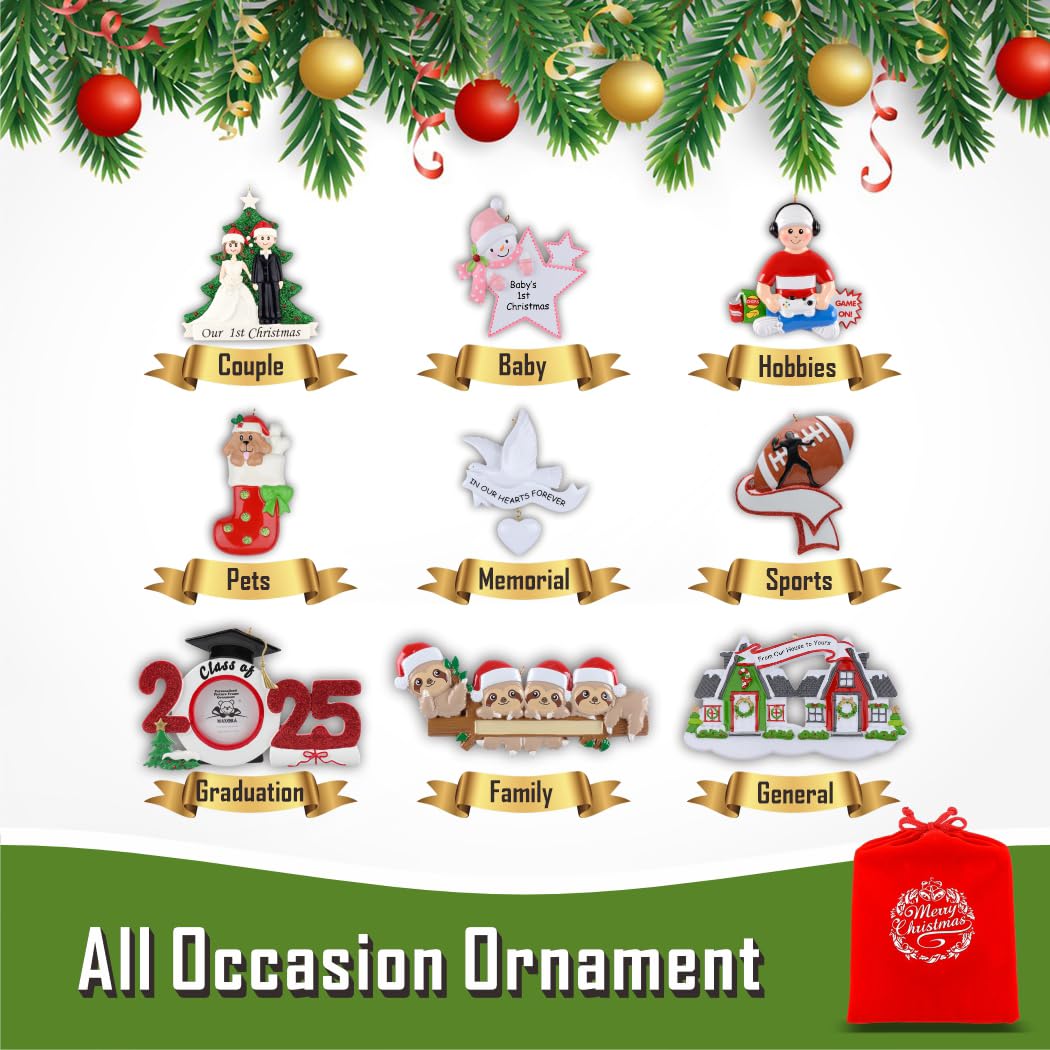 Sweater Reindeer Family Christmas Ornaments 2026, Personalized Deer Family of 7 Ornament, Cute Reindeer Holiday Decoration, Custom Christmas Keepsake Gift for Group Celebration and Holiday Memories