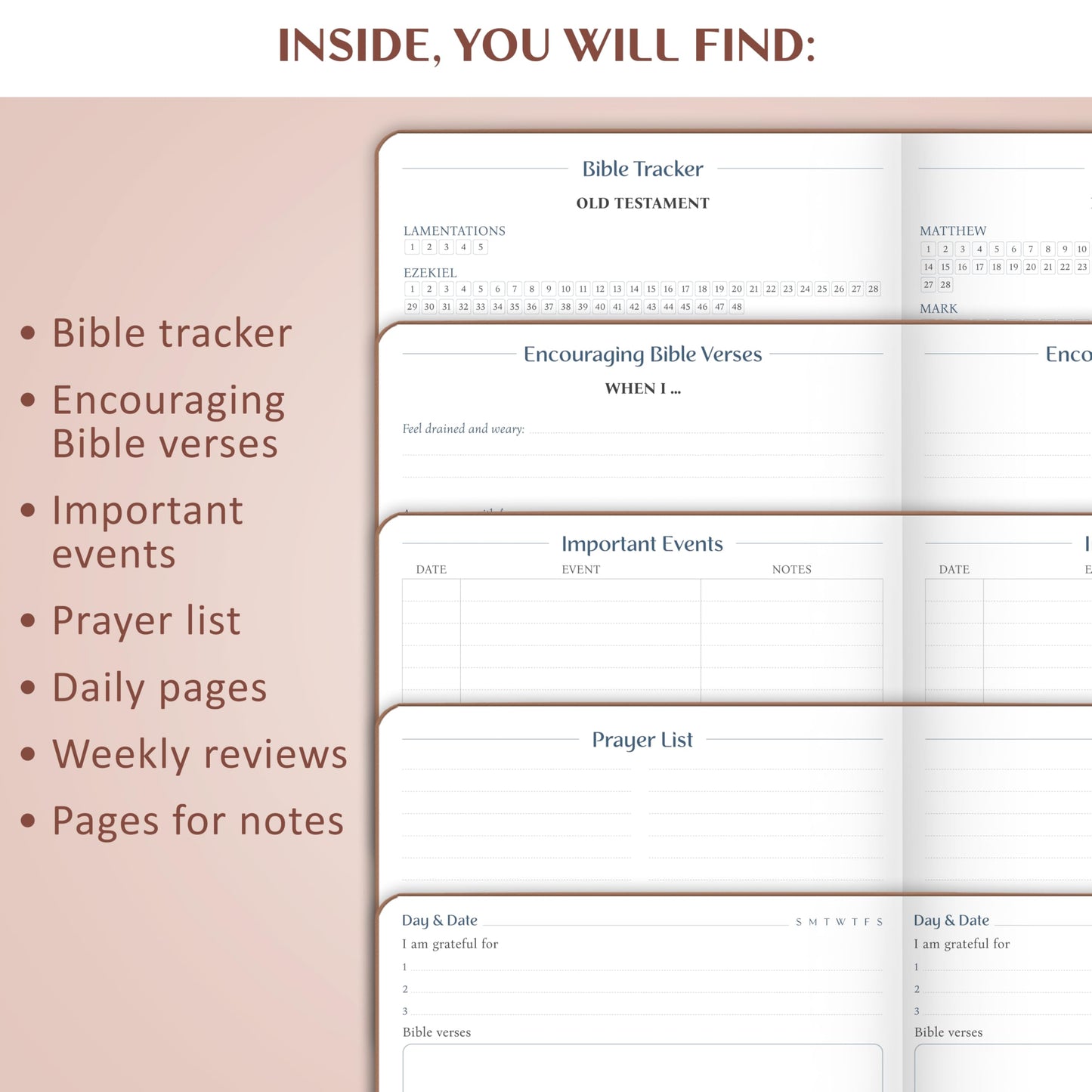 Legend Prayer Journal for Women & Men – Daily Devotional Notebook – Bible Study Supplies & Accessories – Faith Based Gifts – Religious Planner & Spiritual Gods Book, 5.8 x 8.3" (Dark Terracotta)