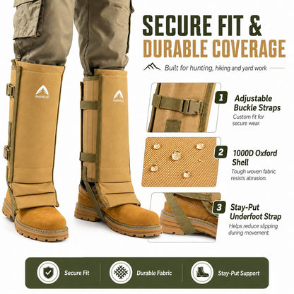 Anewkle Snake Gaiters for Men&Women,Waterproof Snake Proof Leg Guards with PP Board Protection,1000D PVC Coated Anti-Snake Gaiters for Brush Clearing,Hunting,Hiking,Fishing&Farming